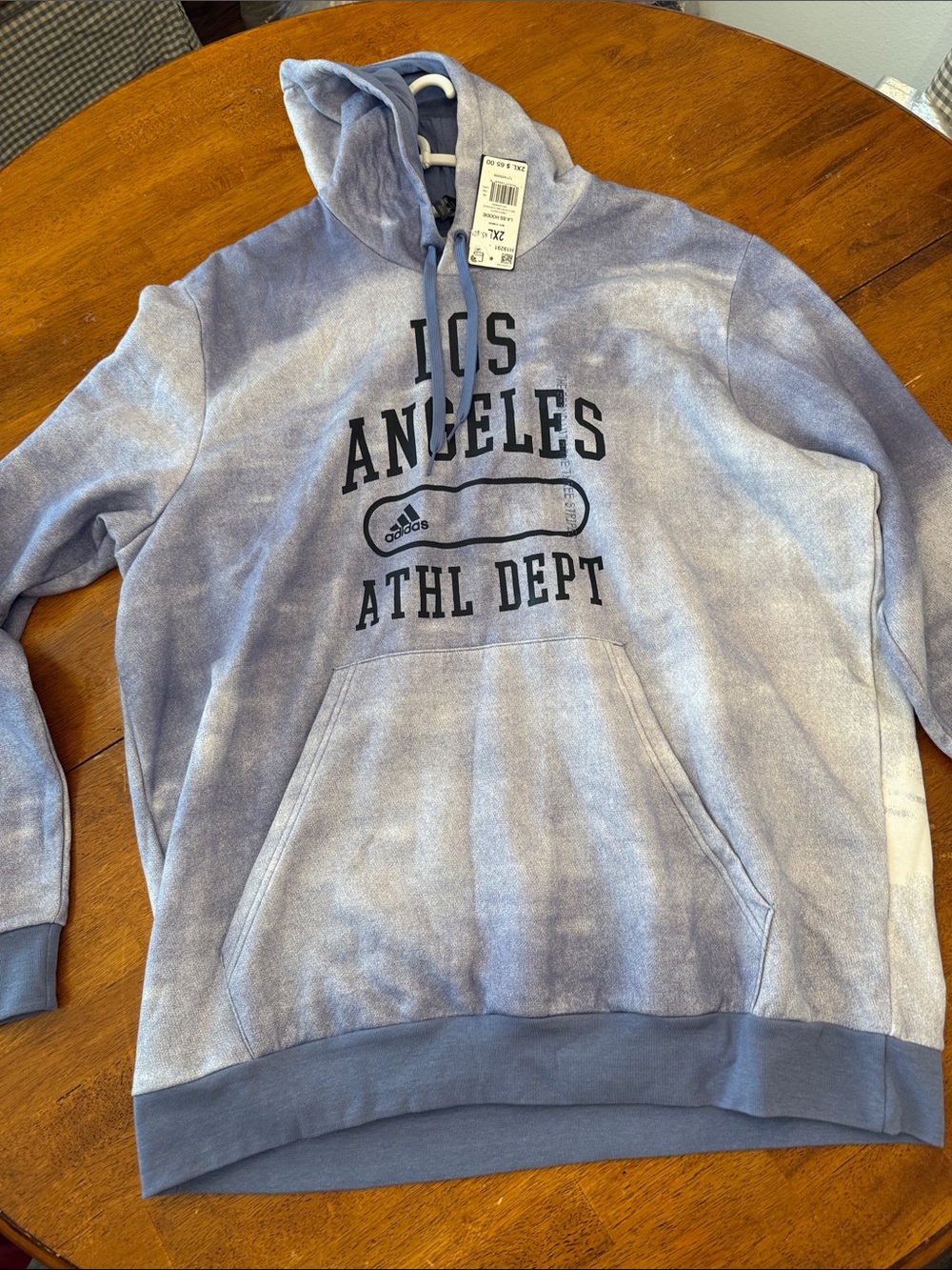 adidas Men's Los Angeles Athl Dept Light Blue Tie-Dye Hoodie xxl